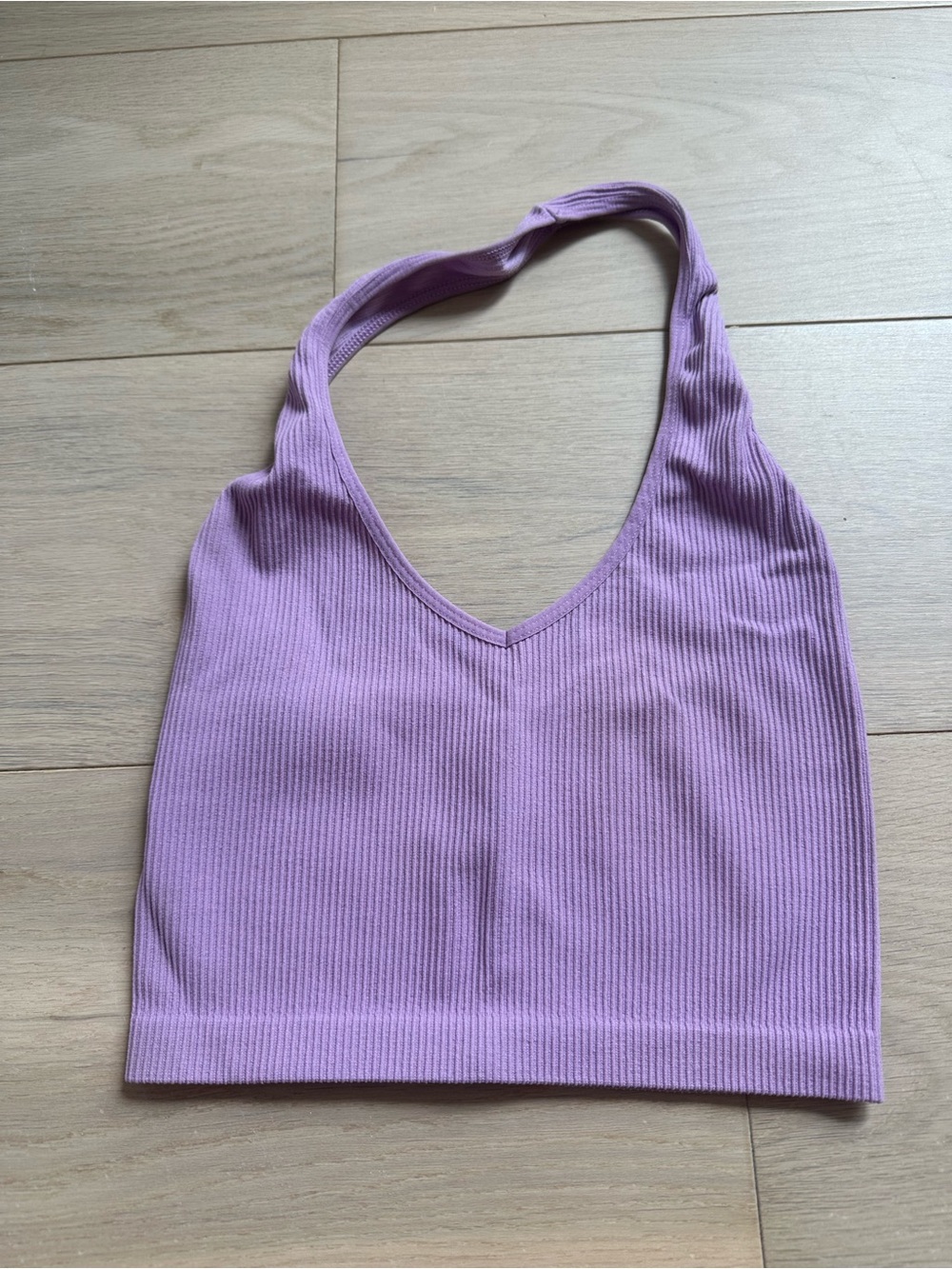 Sunday Best Lavender Ribbed Halter Sports Bra